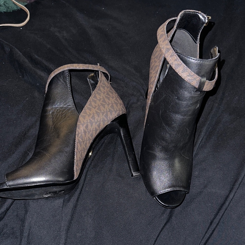 Michael Kors Black and Brown Heeled Boots